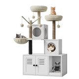 Garvee Mobile per Lettiera con Torre per Gatti 2-in-1, Nasconde Lettiera, Tiragraffi in Sisal, Angolo Salotto, Peluche Morbido, Facile da Pulire