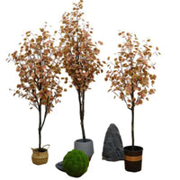 Albero di eucalipto artificiale Garvee da 6 piedi con foglie di seta per soggiorno e uso esterno, vaso di plastica, foglie autunnali, realistico, facile da curare