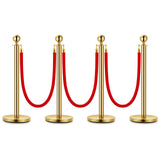 Montanti in acciaio inossidabile Garvee con corde in velluto rosso, 4 pali, 5 piedi, antiruggine, robusti, eleganti per eventi - Rosso