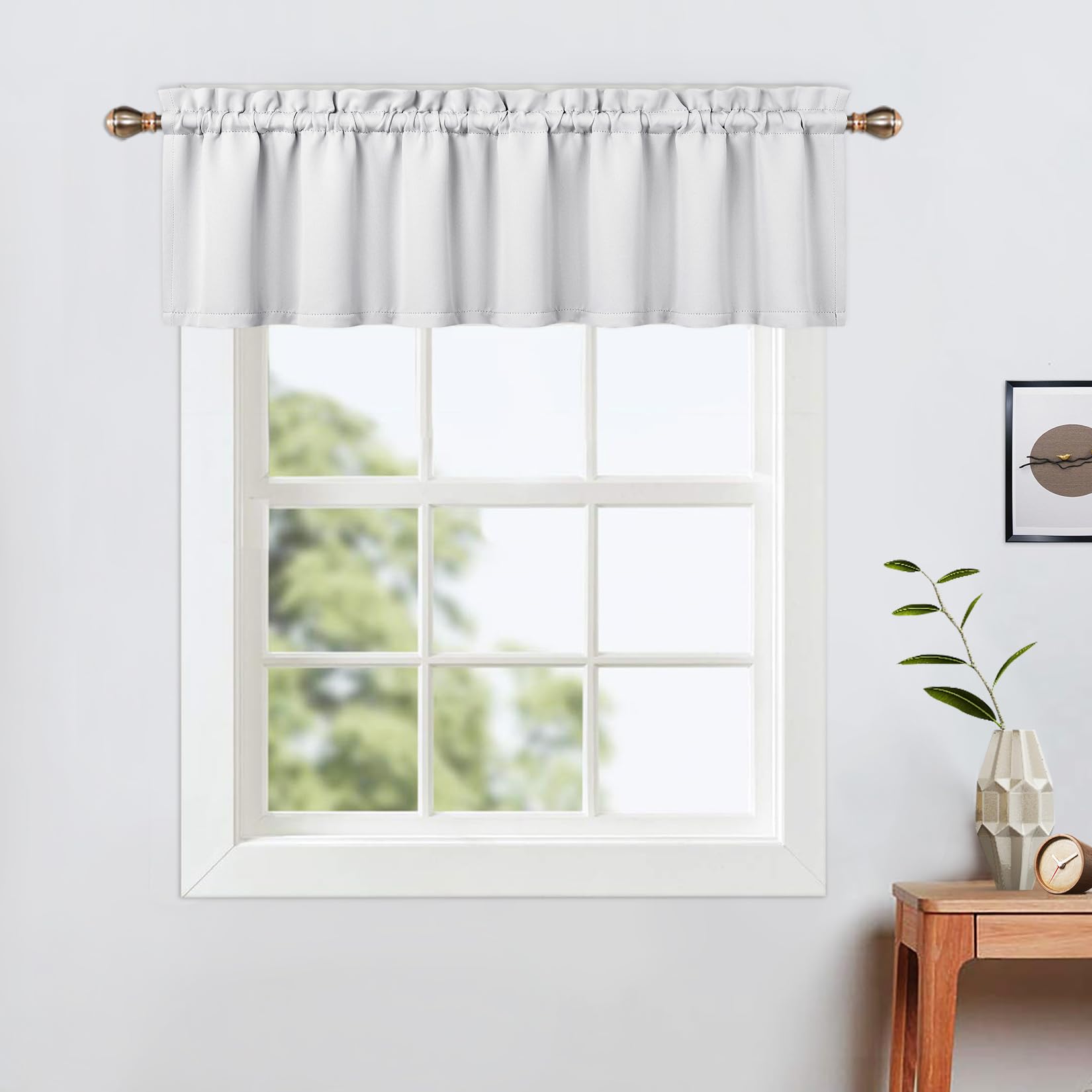 Garvee Valance Tende da Cucina 52x15 Pollici Bianco Vino Oscurante Termico Tascabile per Asta per Piccole Finestre Cucina Camera da Letto
