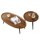 Tavolini da caffè Garvee Nesting Set da 2, Noce, Mid-Century Modern, Impilabili, MDF, Gambe in Metallo, Soggiorno, Balcone