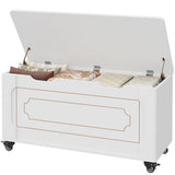 Garvee Cassapanca con Ruote e Cerniere di Sicurezza, Panca in MDF 18mm, Supporto 159 kg, Spaziosa, Bianca 100 cm per Ingresso e Soggiorno