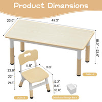 Tavolo per bambini Garvee e set di 6 sedie, altezza regolabile, piano del tavolo con graffiti, gambe antiscivolo, tavolo per attività per la casa e l'aula dei bambini
