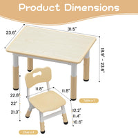 Garvee Tavolo Bambini con 4 Sedie Regolabile Altezza, Piano Scrivibile, Piedi Antiscivolo, Legno Rovere, Casa e Scuola, Multicolore