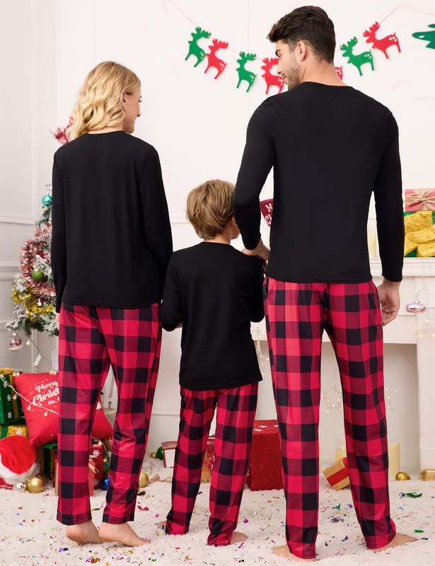 Garvee Christmas Family Pigiama natalizio Set a due pezzi a maniche lunghe Pigiama da notte per famiglie Uomo Nero 1L