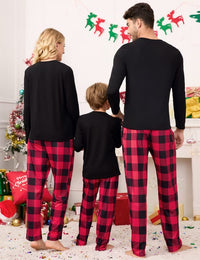 Garvee Christmas Family Pigiama natalizio Set a due pezzi a maniche lunghe Pigiama da notte per famiglie Uomo Nero 1L