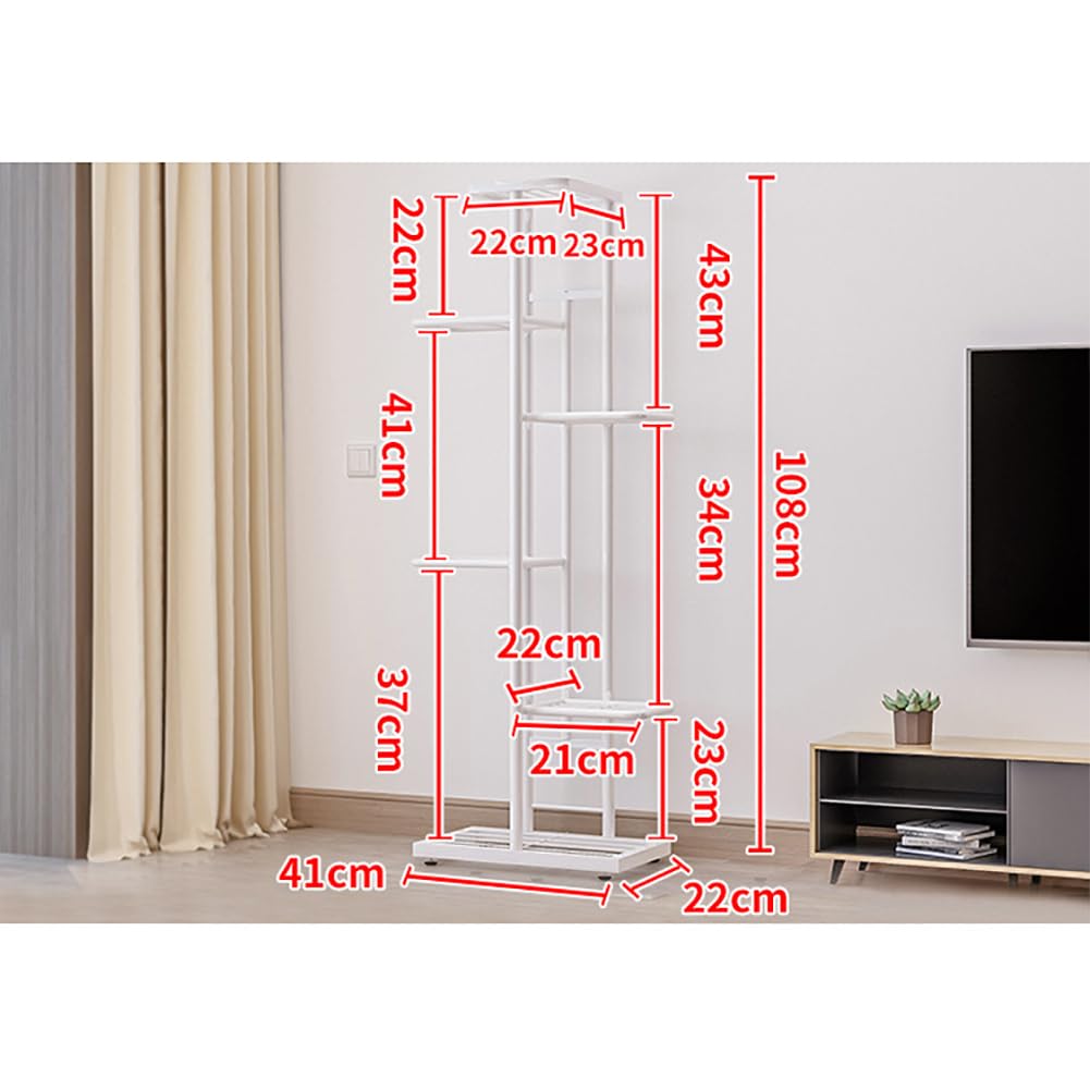 Supporto per piante in metallo Garvee, 6 ripiani, per 7 vasi, robusto e leggero, grigio scuro argento, per uso interno ed esterno: balcone, soggiorno, giardino