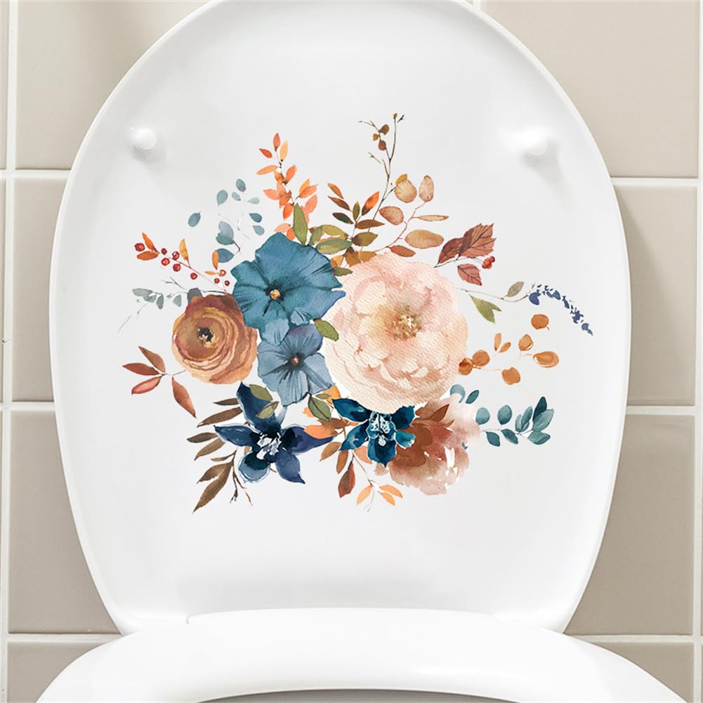 Adesivo per il bagno Garvee con motivo floreale, autoadesivo, impermeabile, rimovibile, in PVC, 30x30 cm, decorazione per sedile del water