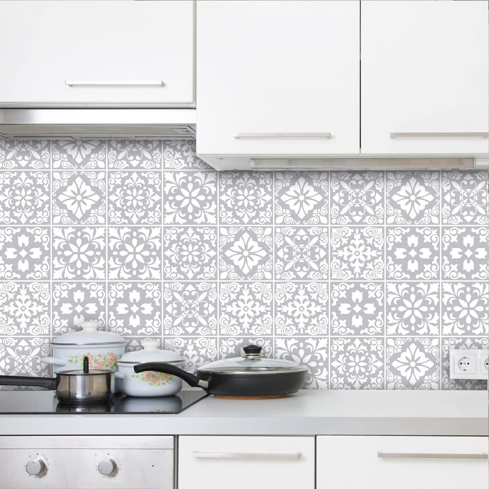 GARVEE 24 adesivi per piastrelle autoadesivi per la decorazione delle pareti, impermeabili, resistenti all'olio, in vinile, per bagno e cucina