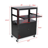 Carrello AV mobile Garvee con serratura, supporto tramite laptop regolabile in altezza, acciaio, ruota con frequenza, ufficio e presentazioni, nero, 24-42 pollici