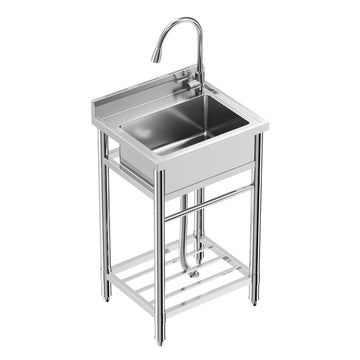 Lavello Garvee in acciaio inox a una vasca 61 x 51 x 104 cm – Vasca robusta per cucina e giardino, versatile e durevole