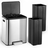 Garvee Bidone Riciclaggio Cucina 30L Doppio Scomparto Acciaio Inox Pedale Soft-Close Antimacchia Casa Ufficio