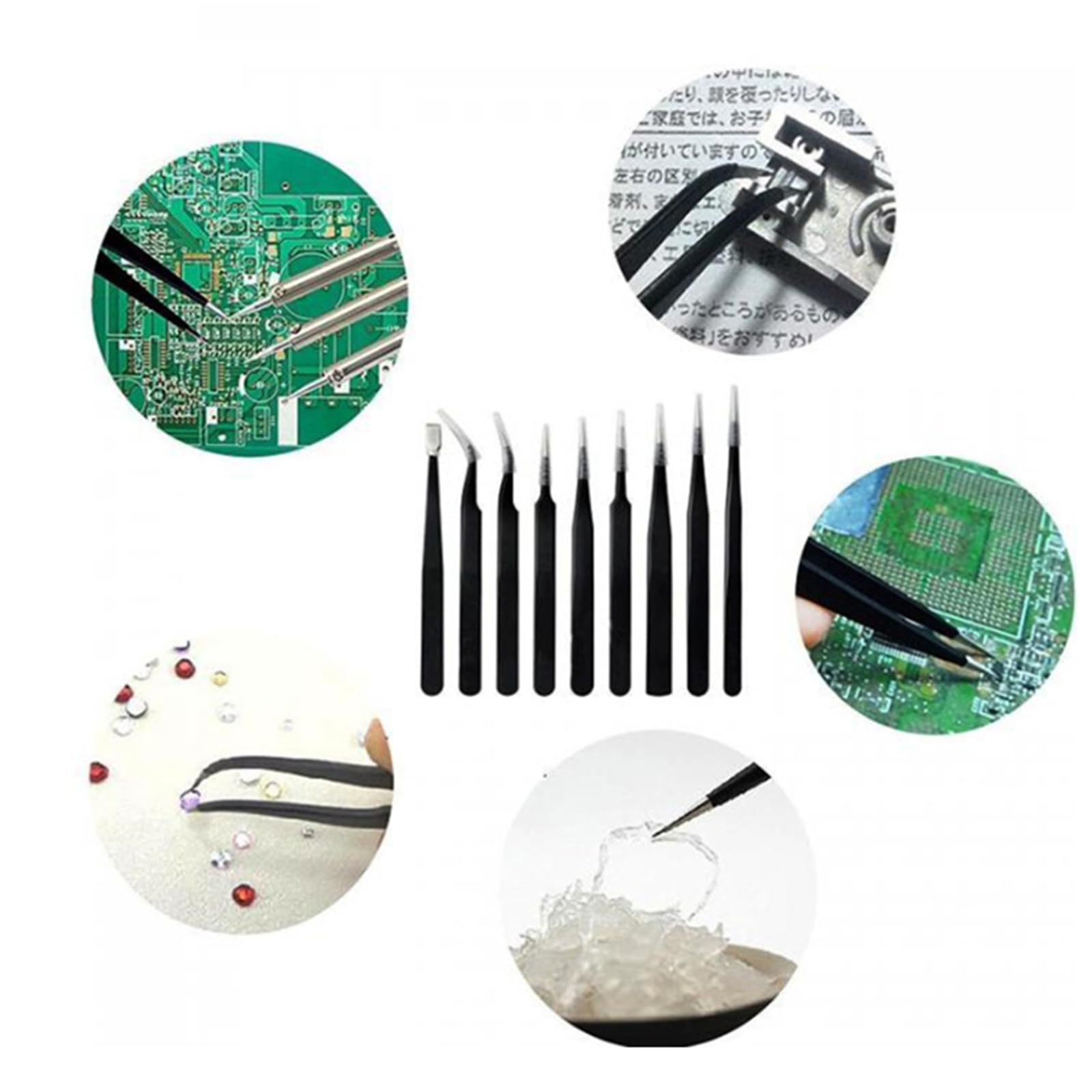 Set Pinzette Precisione Garvee 10 Pezzi Acciaio Inossidabile Antistatiche - Ideale per Elettronica, Gioielli e Laboratorio | Perfetto Regalo Festa del Papà