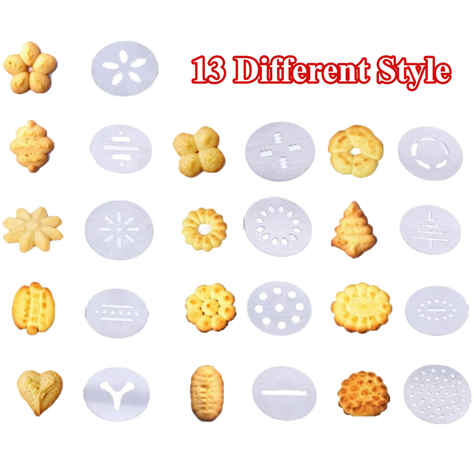 Garvee Set Gebäckpresse In Acciaio Inox Con 13 Schablonen E 8 Tüllen, Kit Completo Per Biscotti, Perfetto Per Feste E Regali, Facile Da Usare, Facile Da Pulire