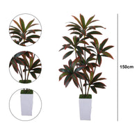 Pianta artificiale di Dracena Garvee da 5 piedi con vaso conico bianco per decorazione d'interni, facile da curare, design flessibile