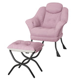 Sedia da lettura ergonomica Garvee Lazy Chair con poggiapiedi per piccoli spazi, pieghevole, rivestimento in cotone PP, fodera lavabile, design moderno - Rosa