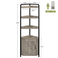 Mobile Angolare Garvee da 70.9 pollici, libreria a 5 ripiani, struttura in metallo, legno, rustico, industriale, stabile, piedini regolabili, soggiorno, ufficio, cucina, grigio