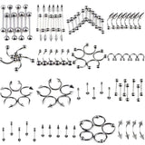 Garvee Set Piercing 85 Pezzi Acciaio Chirurgico Ipoallergenico Pre-Sterilizzato Per Lingua Naso Orecchio Uso Quotidiano