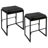 Set Garvee 2 Sgabelli da Bar Moderni in Pelle Sintetica con Cuscino Spesso, Gambe in Acciaio Opaco, Altezza 66 cm, Nero, per Cucina e Sala da Pranzo