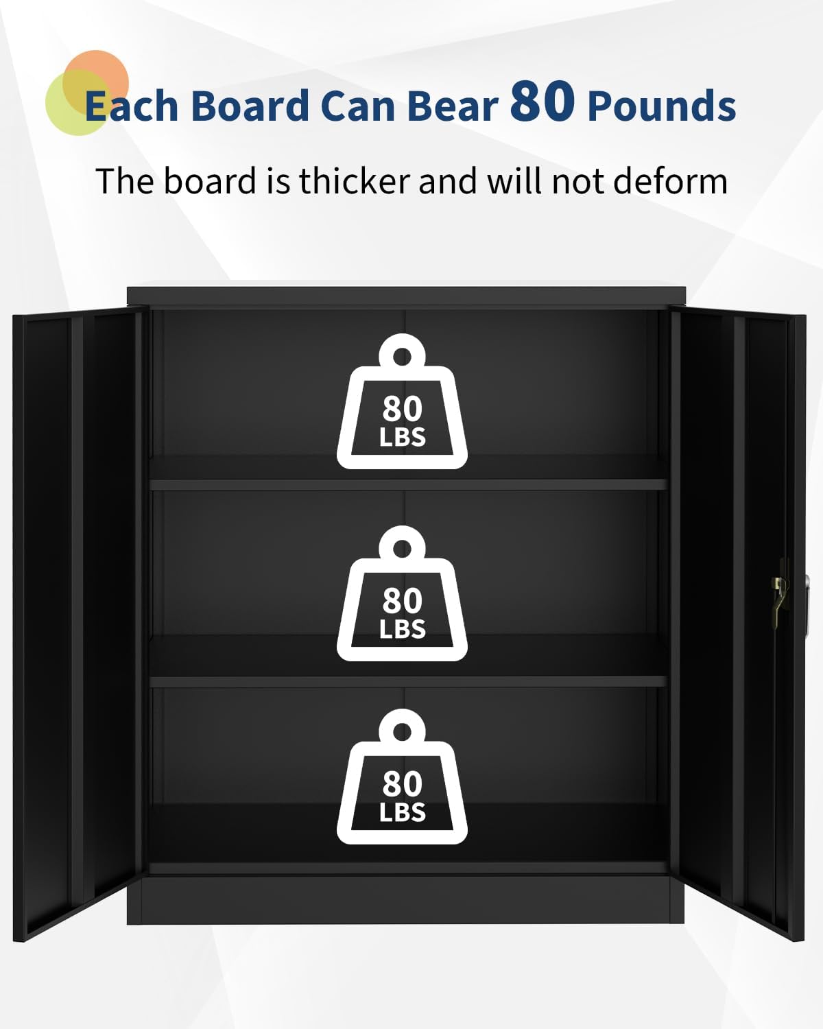 Armadio da officina in acciaio Garvee, 35 pollici, con serratura, verniciato a polvere, antiruggine, nero, per garage e ufficio