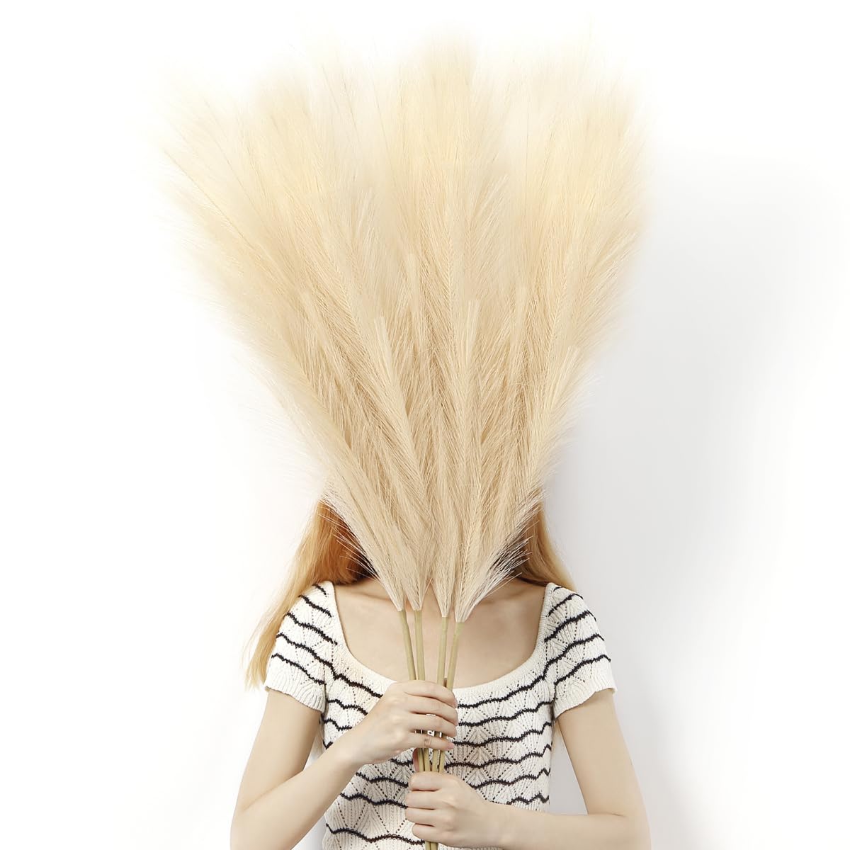 Garvee Set da 4 pezzi di erba artificiale della Pampa da 44 pollici beige per matrimoni e soggiorni in stile boho e country