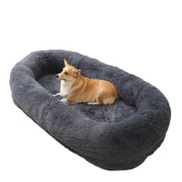 Cuccia per cani Garvee XXL per persone e cani, 165x100x30 cm, lavabile, calda, soffice, in pelliccia sintetica di coniglio, beige