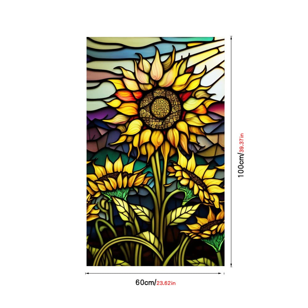 Pellicola per finestre Garvee con motivo a girasole, statica, protezione UV, 60x100 cm, autoadesiva, per casa e ufficio
