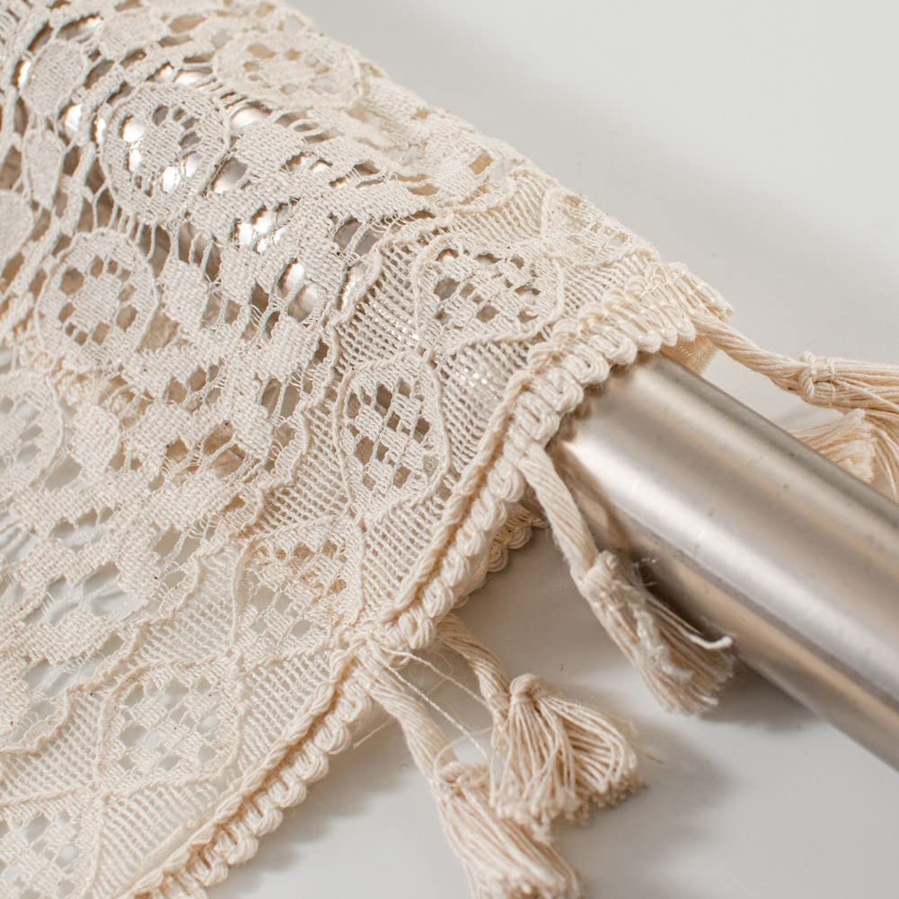 Tende da cucina semitrasparenti Garvee in stile boho per bagno, lavanderia, mobiletto per vino, 150x60 cm, beige