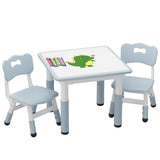 Garvee Set tavolo e 2 sedie per bambini, Graffiti, altezza regolabile, robusto, multifunzionale, per giocare e mangiare - Grigio scuro