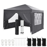 Garvee Tenda Gazebo Pop-Up 10x10 Ft Con 4 Pareti Laterali Impermeabile, Montaggio Rapido, Tela Resistente Per Campeggio E Feste All'Aperto, Blu - Grigio
