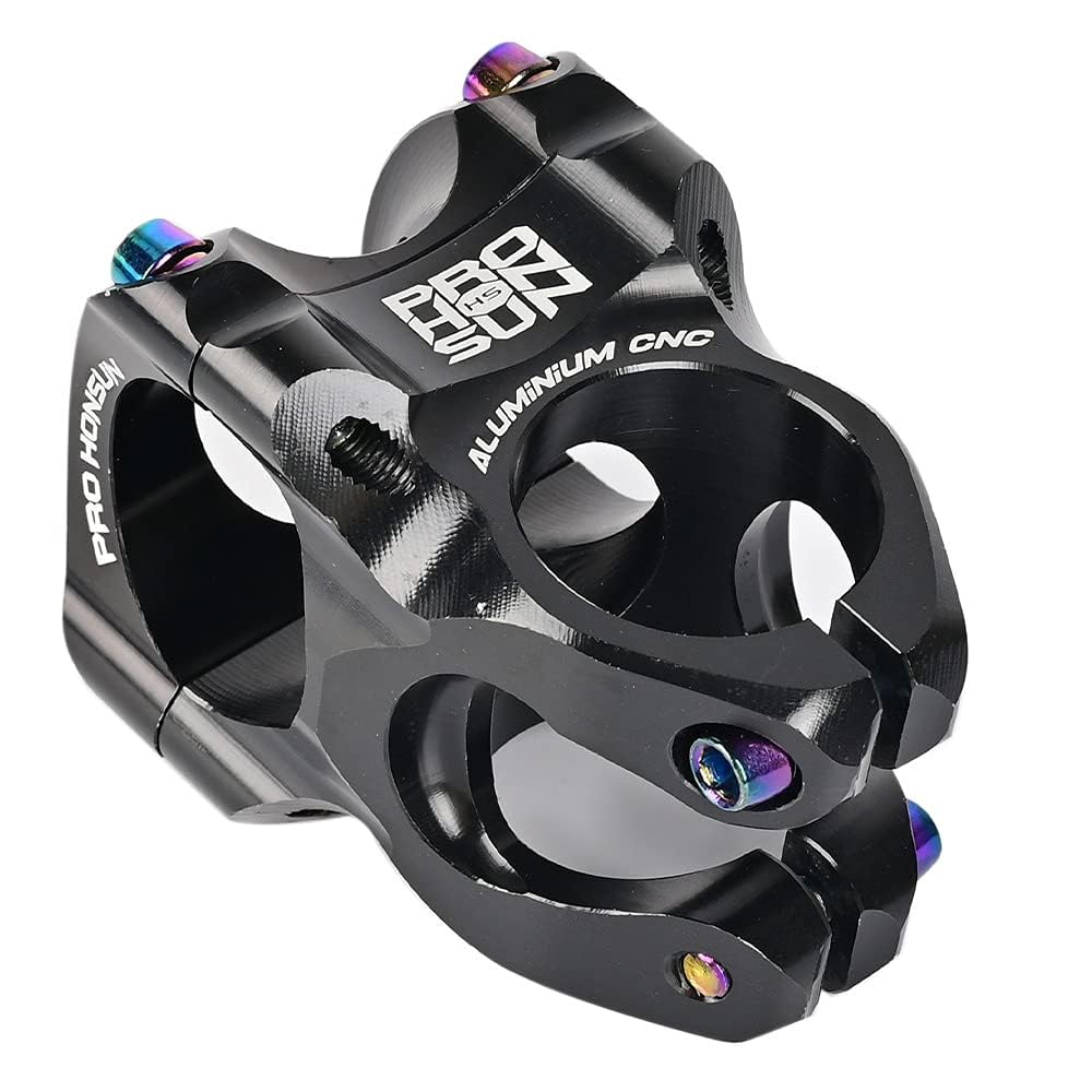 Attacco manubrio per bicicletta Garvee da 31,8 mm in lega di alluminio CNC, corto, MTB, VTT, BMX, Fixie, nero, 31,8 x 28,6 mm, leggero e robusto, per mountain bike, bici da strada