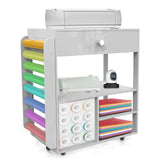 Garvee Carrello Organizer per Bastoncini con 20 Portarotoli per Vinile, Mobile con Ruote, MDF Robusto, Acrilico Resistente, Multiuso per Ufficio e Laboratorio, Nero, Dimensioni Standard