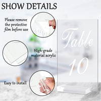 Porta numeri da tavolo in acrilico Garvee 1-20 con robusto supporto in acrilico per matrimoni e feste, 4x6 pollici, trasparenti