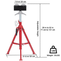 Supporto regolabile per tubi in acciaio Garvee - Altezze 28-52 pollici con ruote, pieghevole per saldatura e tubazioni