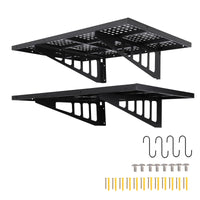 Scaffali da parete per garage Garvee, confezione da 2, resistenti, 2 x 3 piedi, in acciaio, montati a parete, per officina e garage, capacità di carico di 560 libbre, neri