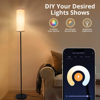 Lampada da terra Garvee per soggiorno RGBCW LED dimmerabile con telecomando e app 167 cm nero
