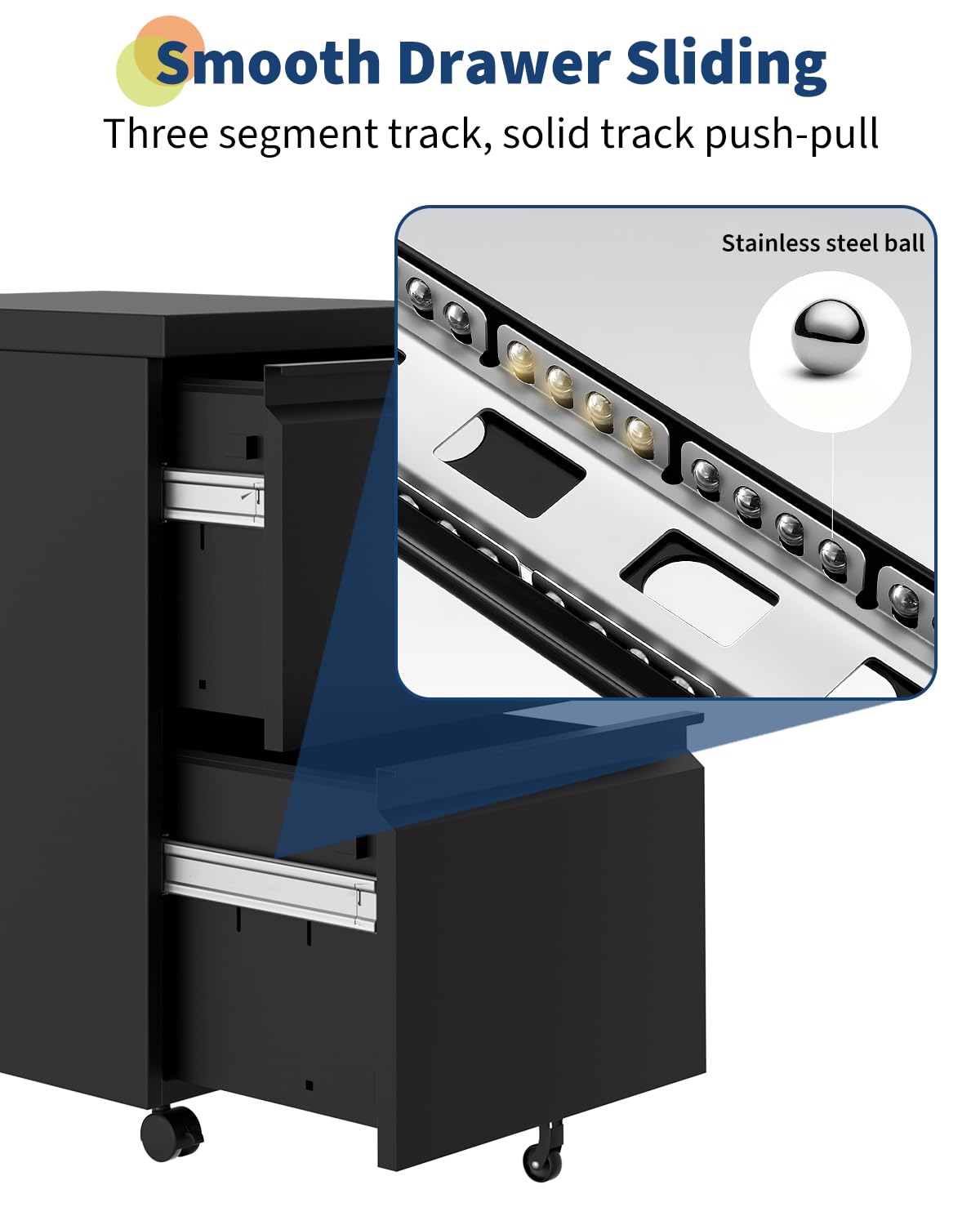 Mobiletto portadocumenti mobile Garvee a 2 cassetti con serratura, in metallo, mobile e robusto, per ufficio domestico, 23,6 pollici di altezza, 14,6 pollici di larghezza, 17,3 pollici di profondità