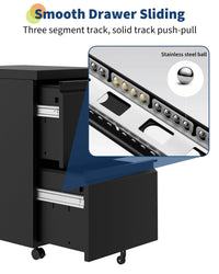 Mobiletto portadocumenti mobile Garvee a 2 cassetti con serratura, in metallo, mobile e robusto, per ufficio domestico, 23,6 pollici di altezza, 14,6 pollici di larghezza, 17,3 pollici di profondità