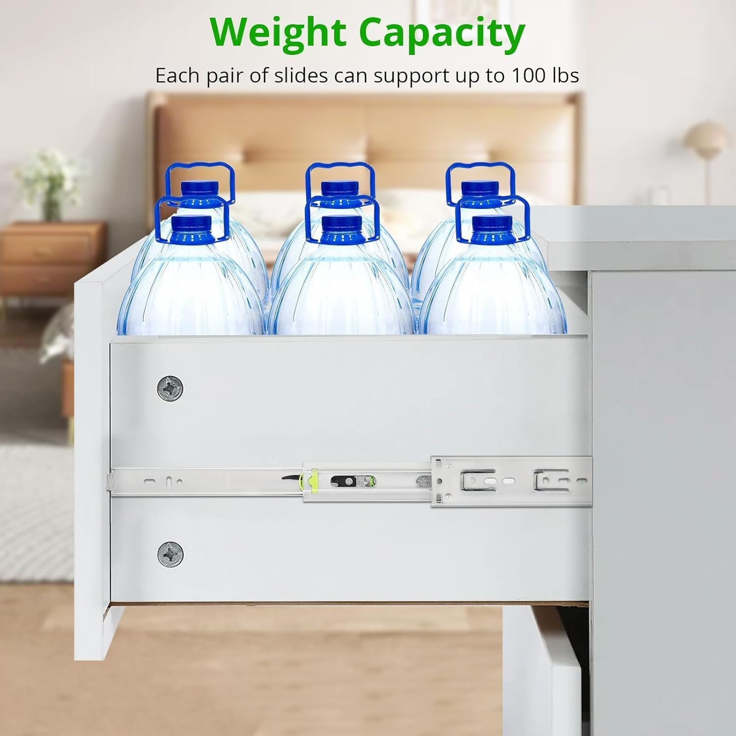 Guide per cassetti Garvee da 12/14/16 pollici, estensione completa, cuscinetti a sfera, montaggio laterale in metallo a 3 vie, robuste per mobili e armadi.