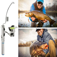 Garvee Canna da pesca sul ghiaccio e mulinello Combo IZ-XM Mini Attrezzatura da pesca sul ghiaccio in acciaio inossidabile per esterni 38 cm