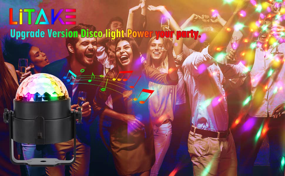 Garvee, set da 4 pezzi di luci da discoteca a LED portatili con telecomando, 6 colori, attivate dal suono, luci da palcoscenico magiche in cristallo, spina UE, per feste e club