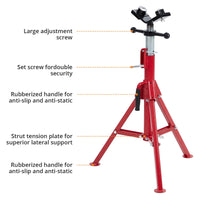 Supporto per sollevamento tubi Garvee V-Head Heavy Duty 2500 libbre regolabile 28-52 pollici in acciaio al carbonio pieghevole per saldatura e filettatura