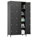 Garvee Armadietto Spogliatoio in Metallo con 15 Scomparti, Serratura, Ventilazione, 90x40x183 cm, Grigio