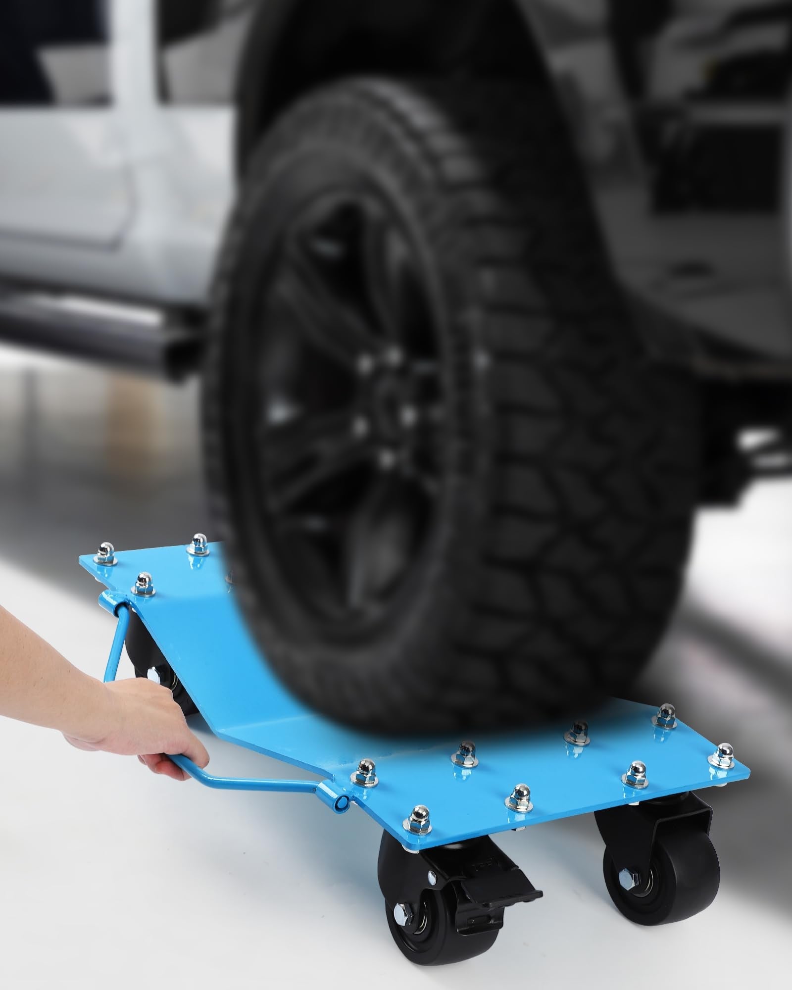 Garvee Auto Dolly Set 2, capacità di carico 4000 libbre, acciaio al manganese, base antiscivolo, ruote girevoli a 360°, 16"x13", blu, officina e garage