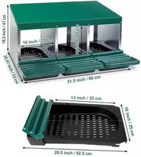 Nido per polli Garvee in acciaio zincato con 3 scomparti per pollaio, raccolta uova a scomparsa, ventilato, durevole, montaggio versatile