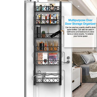 Mensola da cucina Garvee sopra la porta, 6 ripiani, regolabile, in metallo, nera, per risparmiare spazio in cucina e in bagno