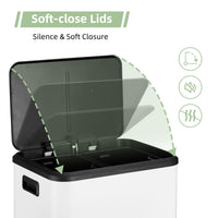 Pattumiera Garvee Dual Container in acciaio inox da 30 litri con coperchio a chiusura ammortizzata per cucine piccole, compatta, argento