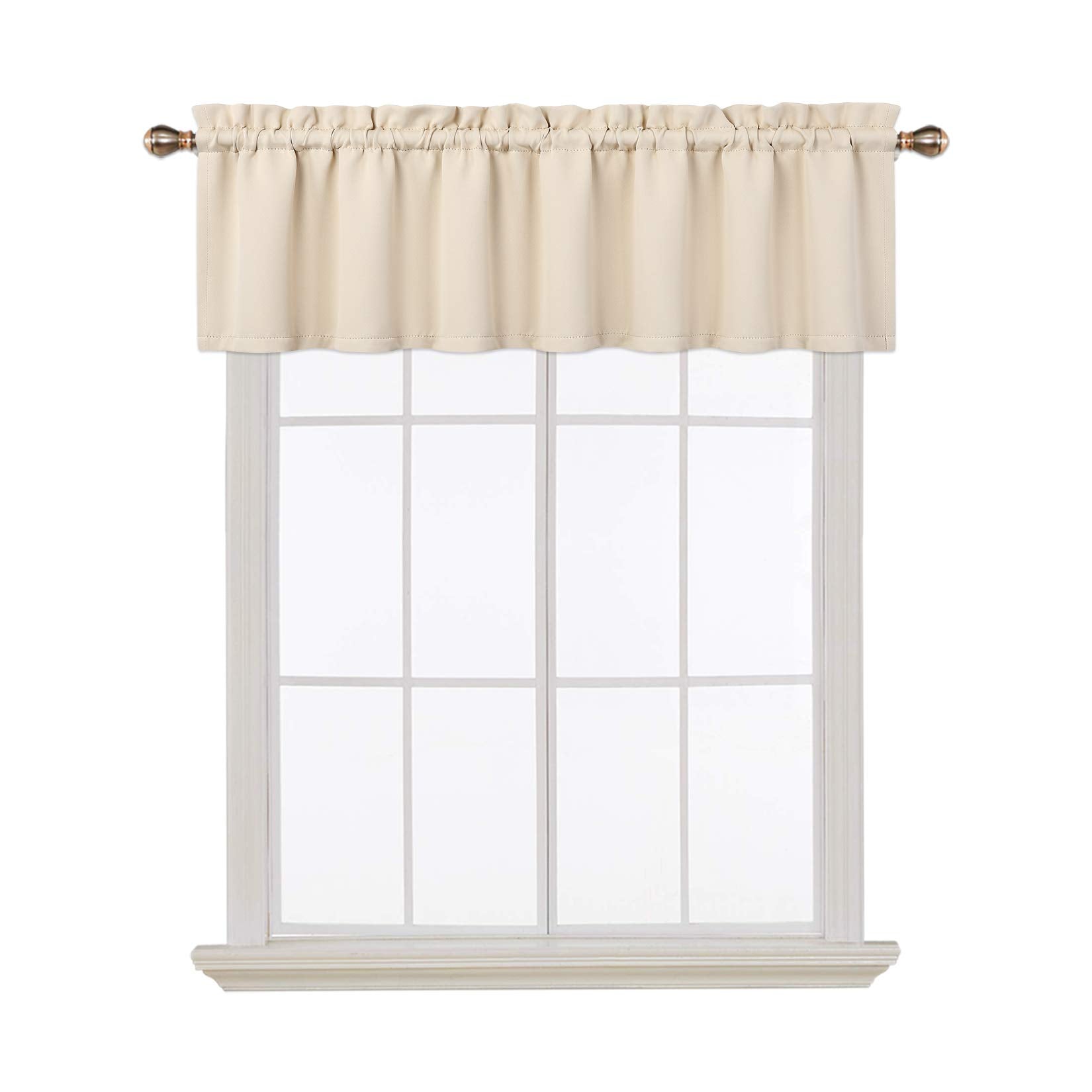 Mantovane oscuranti Garvee per soggiorno, cucina, camera da letto, beige, 52 x 15 pollici, mantovane per finestre termoisolanti
