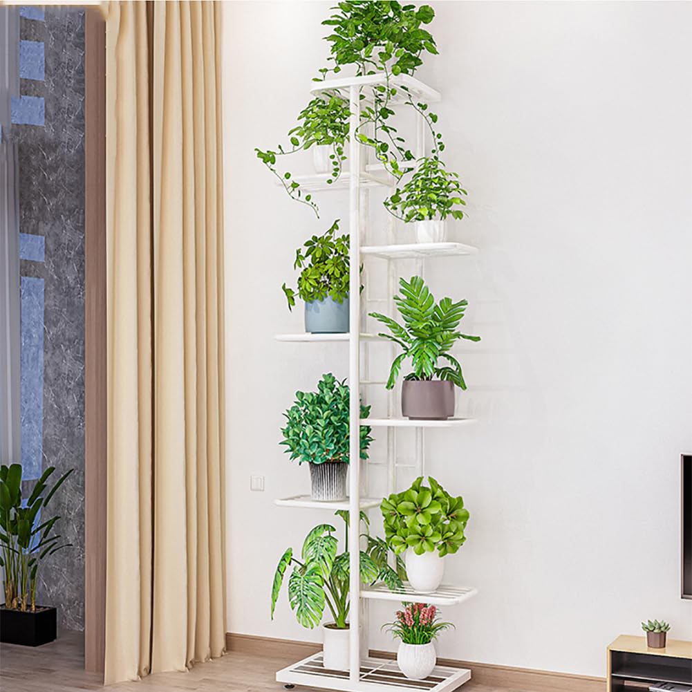 Garvee Plant Stand 8 ripiani in metallo antiruggine Mensola angolare per giardino Balcone Soggiorno Robusto Nero