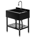 Garvee Lavello Utility In Acciaio Inox 304 Con Rubinetto Estraibile 360° Per Cucina E Garage 65.3×52.6×100.3 cm Nero - Nero